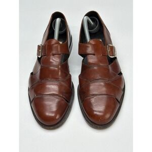 Vintage‎ Bragano Leather Fisherman Sandals Mens Size 9 Monk Strap Buckle Brown